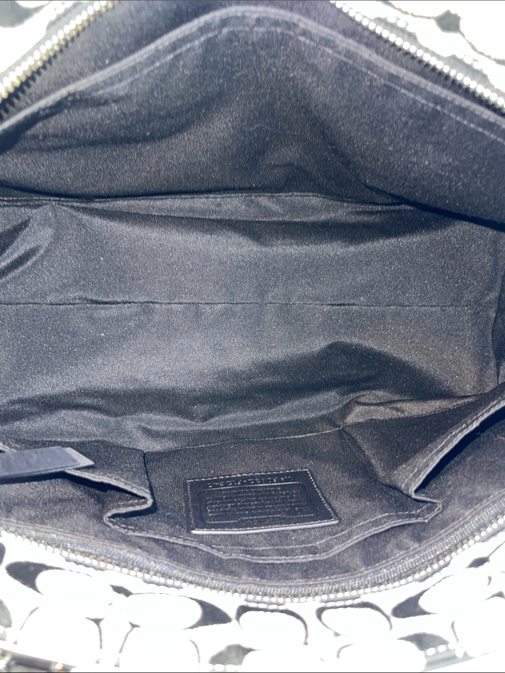 Coach Hampton Signature Jacquard Tote F12647 Black White Leather Large - Picture 7 of 11